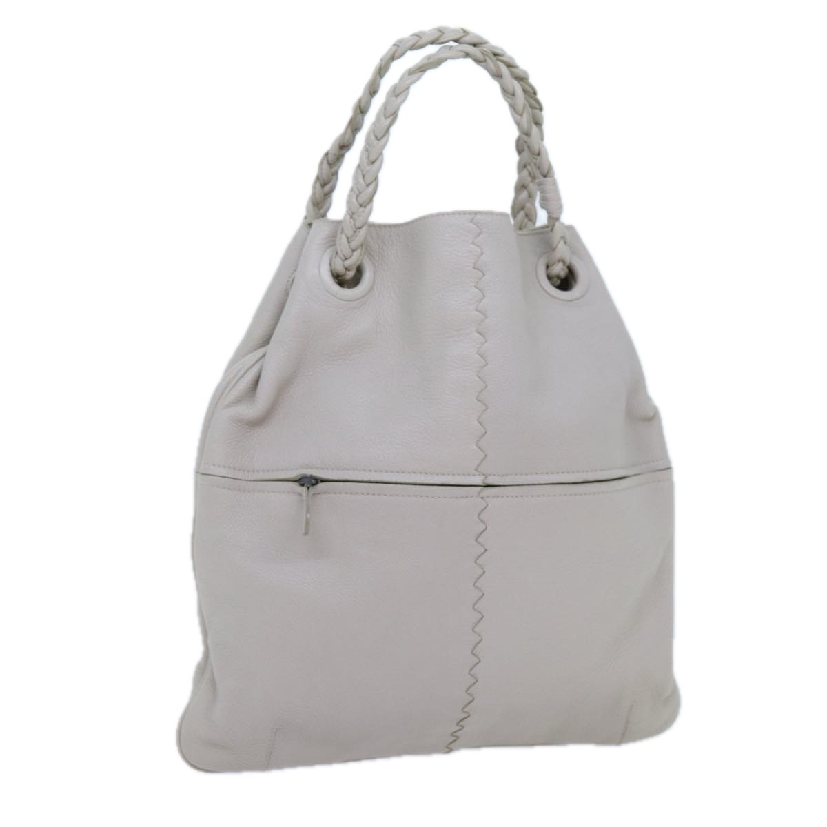 Bottega Veneta Intrecciato Hand Bag Leather White 147716 Auth Am6052